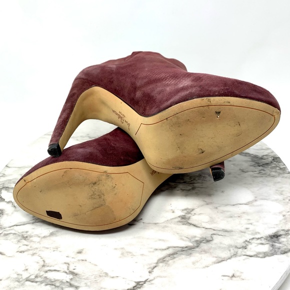 Sam Edelman Keaton burgundy suede platform dress bootie rear zip 9 event chic - Picture 8 of 15